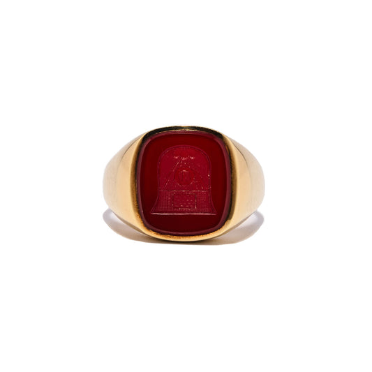 Signet Ring: Carnelian and 14K Gold with Horse Head Hallmark