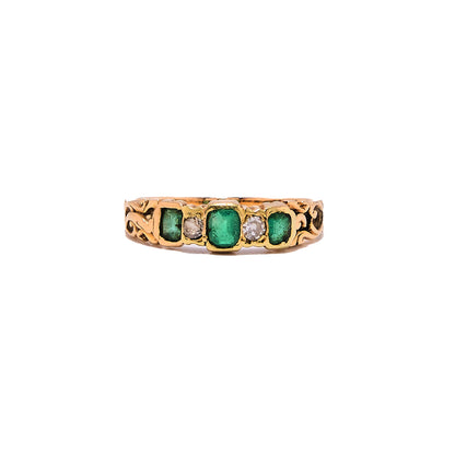 Emerald and Diamonds Petite Band Ring