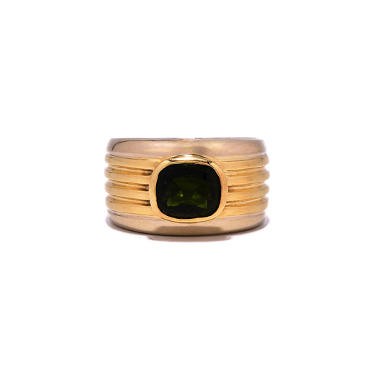 Exceptional 1.5 carat Tourmaline White and Yellow Gold Band Ring