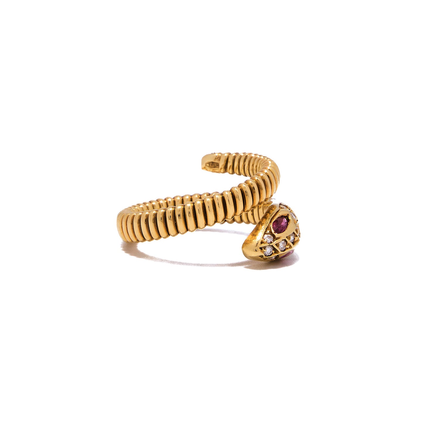 Diamonds and Ruby Eyes Snake Ring