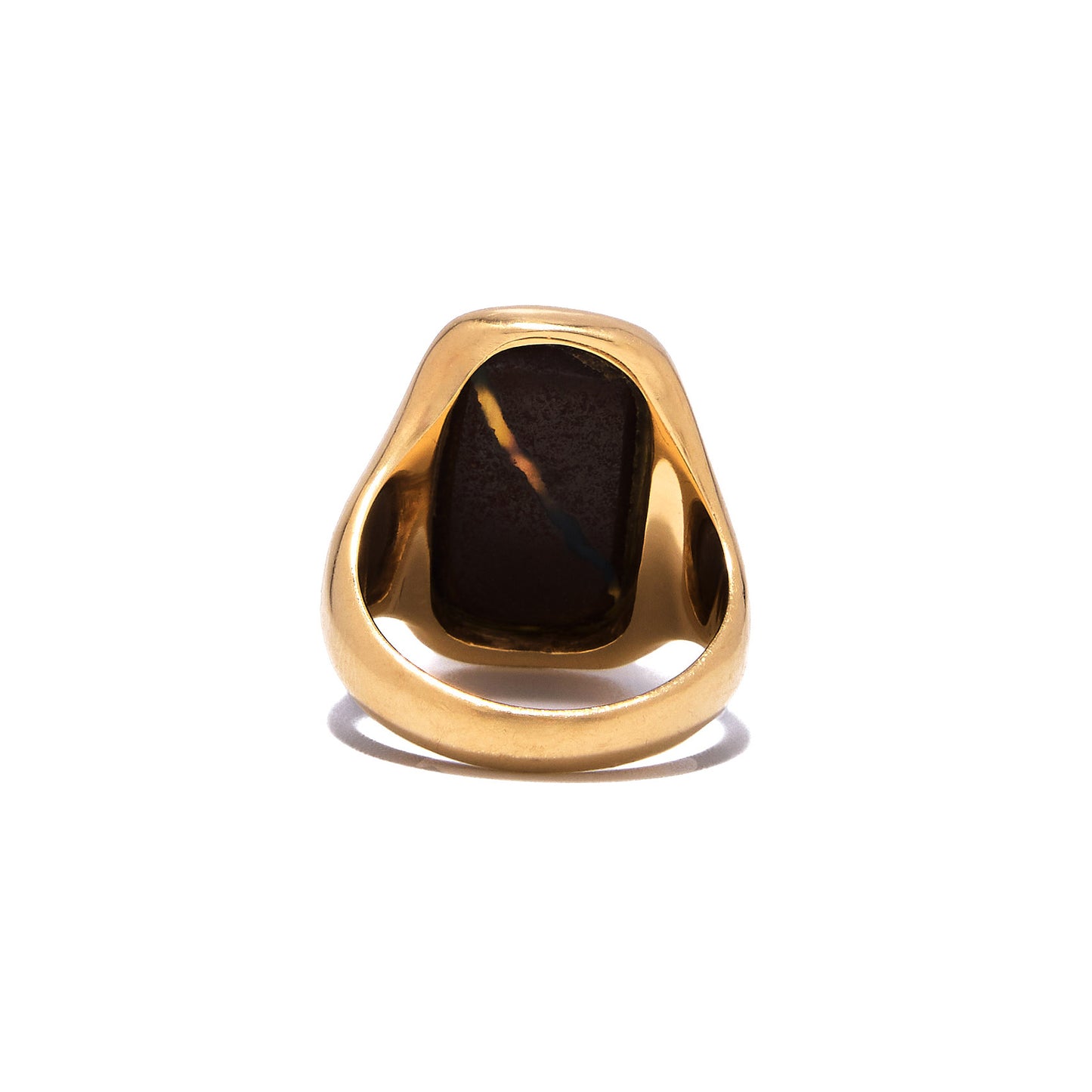 Rectangular Exceptional Dark Blue Opal Ring 14k Gold Austrian Work and Horse Head Hallmarked