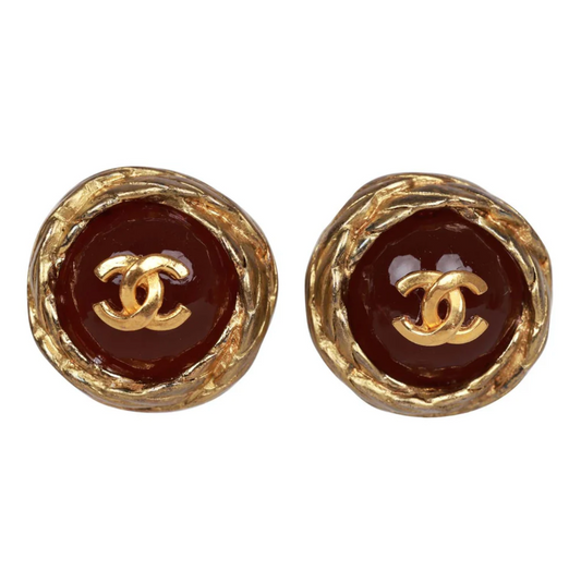 24k Gold Plated Chanel Stud Earrings